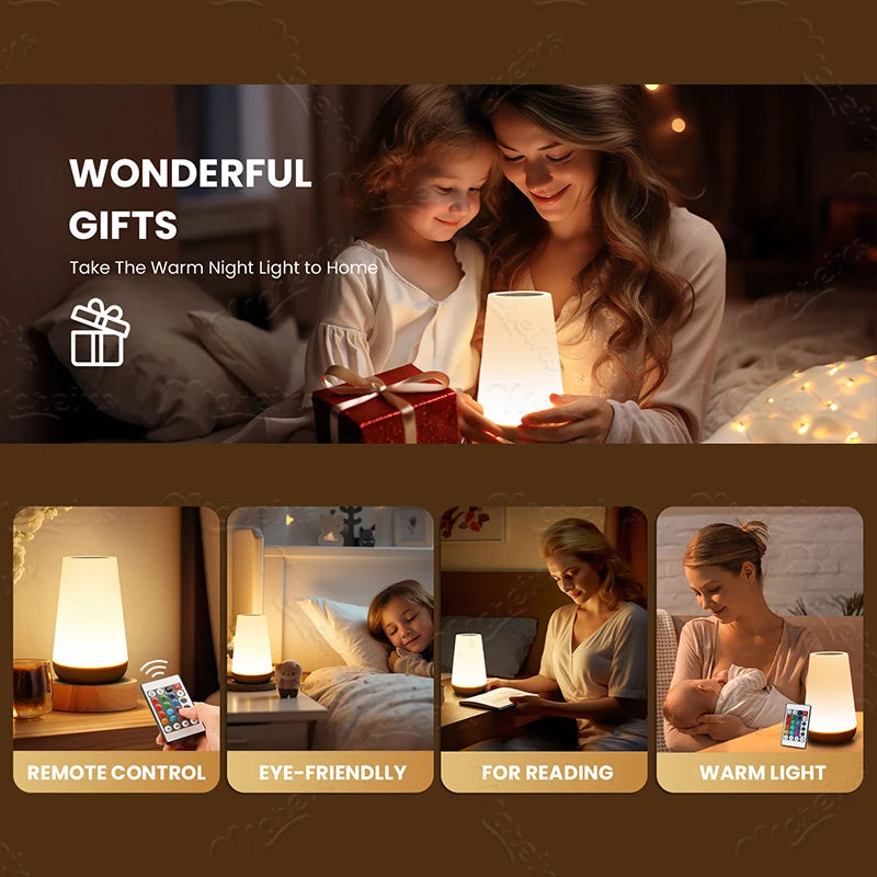 Premium RGB Colour-Changing Night Lamp — Touch & Remote Control, Portable & Rechargeable