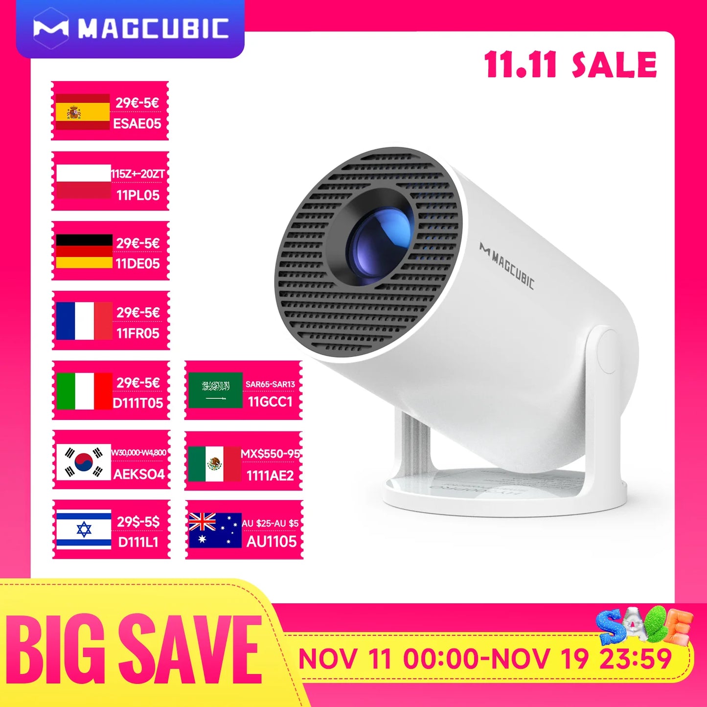 Magcubic HY300 Pro 8K Projector – Android 14, Dual WiFi6, 1080P Home & Outdoor Cinema