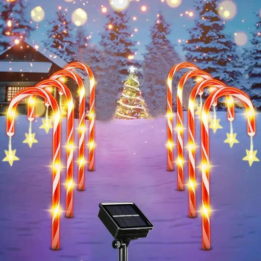 5pcs Solar Garden Cane Lights – 8-Mode Waterproof Christmas Candy Decor