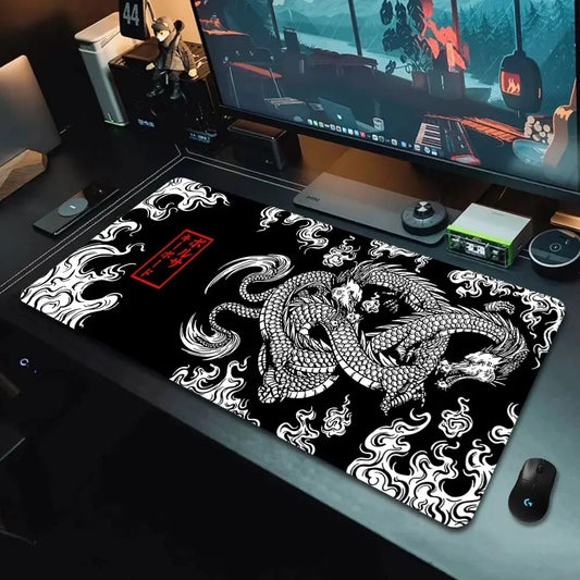 🐉 Large Japanese Dragon Gaming Mouse Mat — Smooth Speed Surface for Keyboard & Mouse